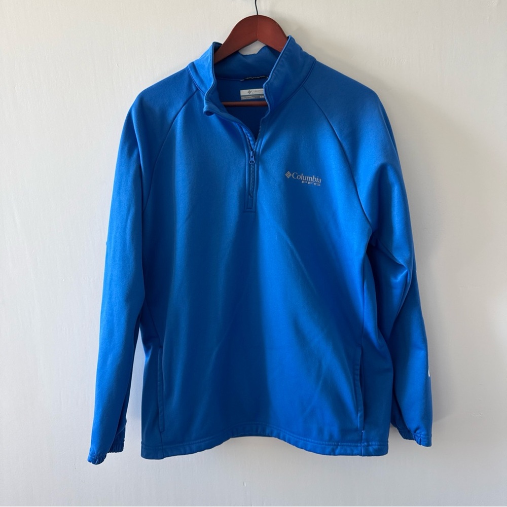 Columbia Men's Blue Quarter Zip Sweatshirt PFG, Size Medium